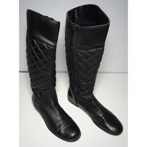Ciao Bella Black Leather Quilted Knee-High Riding Boots Women’s – Side 9.5M